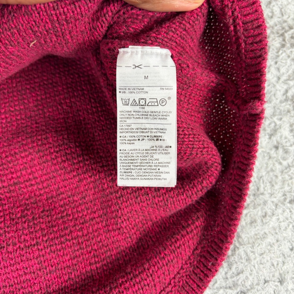 Old Navy Womens Medium Burgundy Red V-Neck Cotton Knit High Low Sweater - Picture 3 of 9